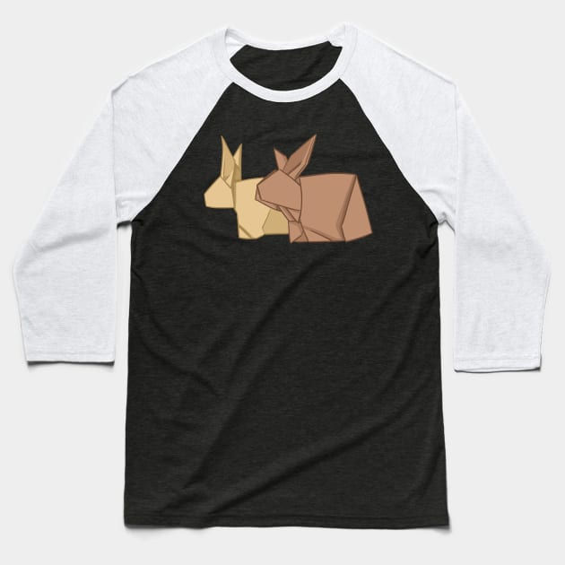 Brown Origami Bunny Couple _ Bunniesmee Baseball T-Shirt by GambarGrace